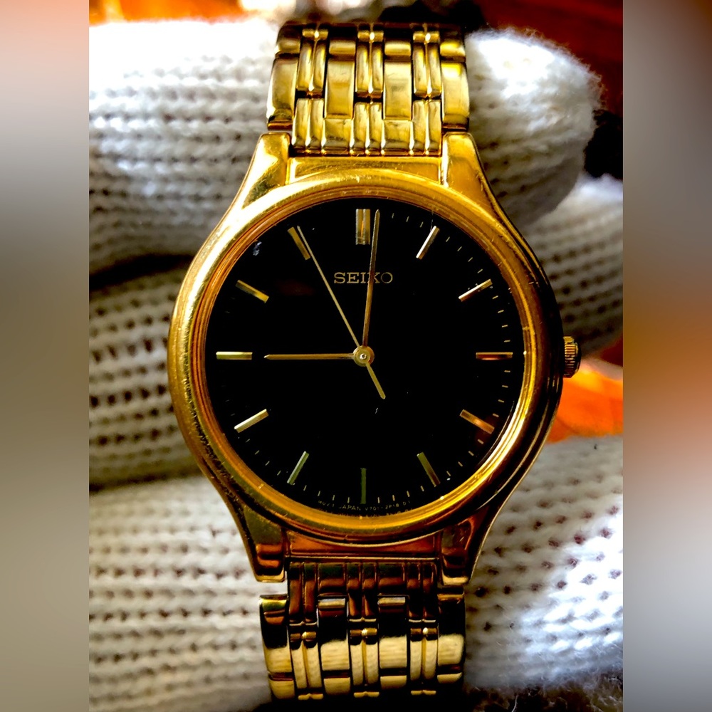 Seiko Gold and Black Women's Watch